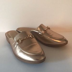 Vintage Wanted Metallic Rose Gold Slide Shoes